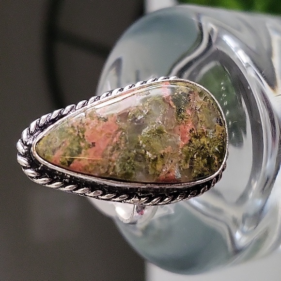 925 Sterling Silver Unakite Natural Gemstone Ring - Picture 5 of 7
